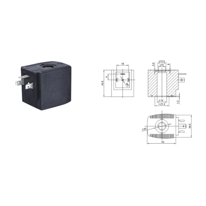 9mm Pneumatic Solenoid Valve Coil – 5-Way/2-Position – Electric Air Control – Unbranded